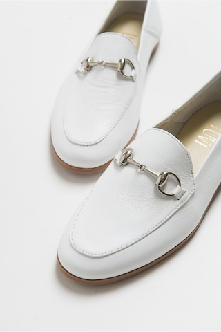 Luvishoes F03 Beyaz Cılt Derı Kadın Babet Beyaz