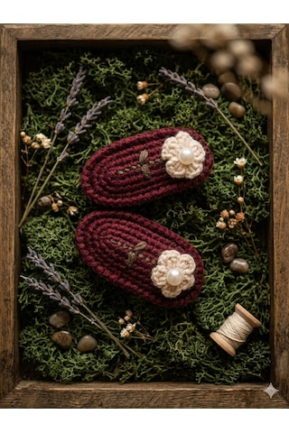 Diadem Aksesuar Bordo İnci Diadem