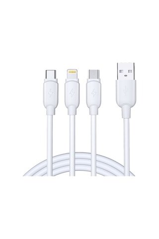 Rock RCB0788 G12 3 In1 3 A Plastik 120 CM Micro - Lightning - Type C Beyaz