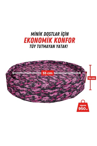 Xpermate Sünger Simit Küçük Irk Köpek Kedi Yatağı 55 Cm Kamuflaj