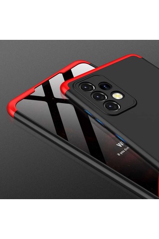 Galaxy Uyumlu A52 Kılıf Zore Ays Kapak Siyah-Kırmızı