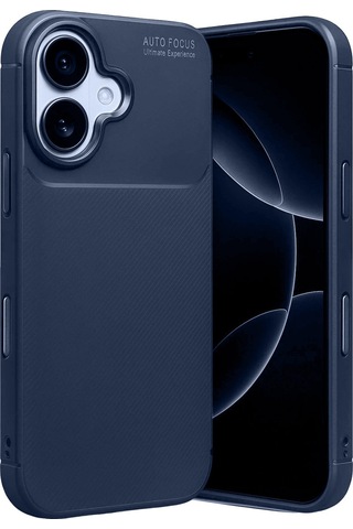 Apple İphone Uyumlu 17 Auto Focus Karbon Kapak - Lacivert Renk