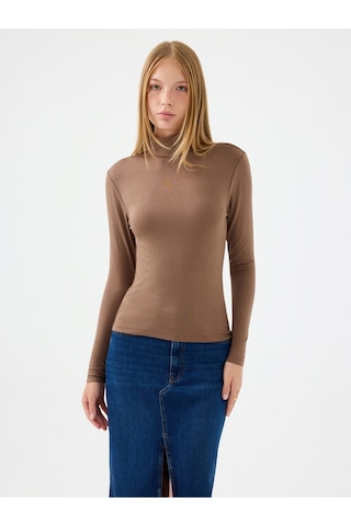 Slim Fit Kadın Bluz U.kol Kahverengi