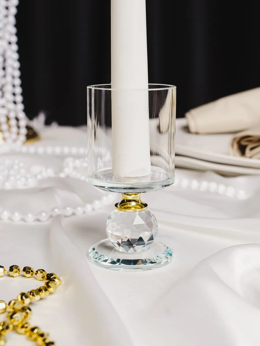 Simalend Mumlar İçin Cam Şamdan 17504418 Beyaz