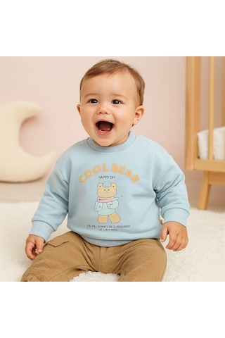 Andorra Cool Bear Detaylı Omuzdan Çıtçıtlı Takım Mavi