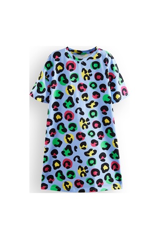 Denokids Leopar Kız Çocuk Oversize Elbise Renkli Çok Renkli