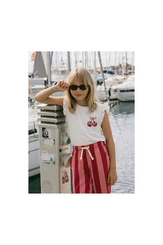 Poala Kids Kiraz Baskılı Crop Tişört Beyaz