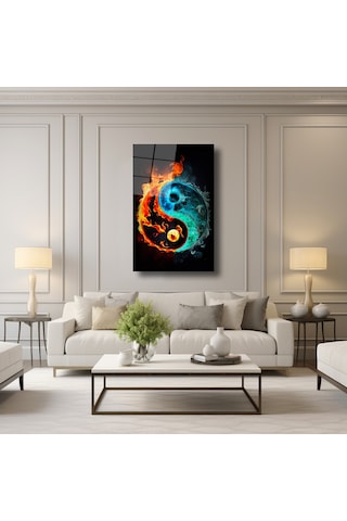 Ateş Ve Su Yin Yang - Cam Tablo - Deg0237