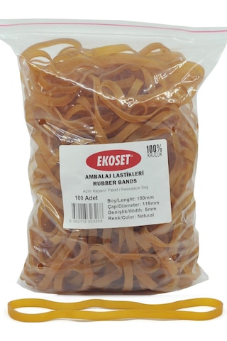 Ekoset 180X5Mm Geniş Kauçuk Paket Ambalaj Kasa Lastiği 100 Adet