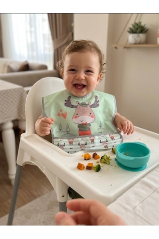 Geyik Figürlü Sıvı Geçirmez Cepli Mama Ve Aktivite Önlüğü Çok Renkli