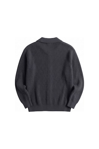 Genıus Store Erkek Hırka Oversize Kalıp Düğmeli Polo Yaka Triko Kazak Çekme/uzama Yapmaz Erkek-hırka Füme