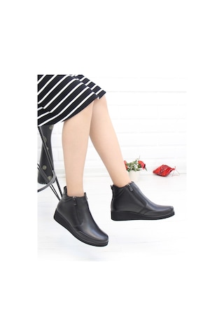 Nesil Shoes Arx 431 Siyah Hakiki Deri Günlük Kadın Bot Siyah