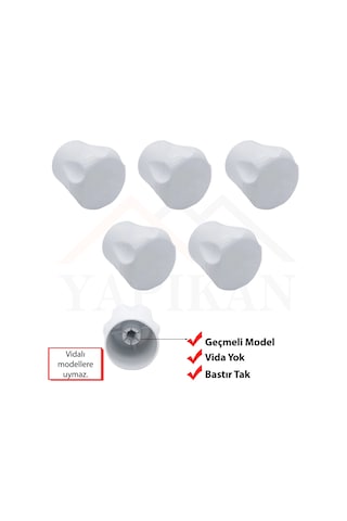 Geçmeli - 5 Ad. Radyatör Vanası Başlığı - Geçmeli Petek Vana Kapağı - Vidasız Petek Musluk Kafası