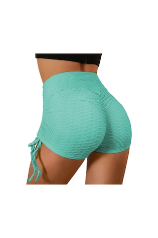 Skycity Kadın Yüksek Bel Yoga Şortu - Nefes Alabilen Kumaş, Yan Düğmeli, Koşu Ve Spor İçin Açık Mavi