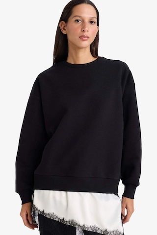 Defacto Relax Fit Bisiklet Yaka Etek Ucu Dantel Detaylı Sweatshirt G8595ax25cwbk81 Siyah-bk81