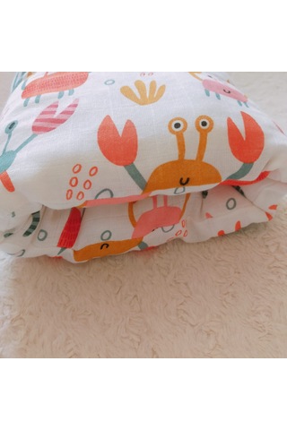 Organik 4'lü Müslin Bebek Panço, Örtü, Yastık, Mendil Takımı