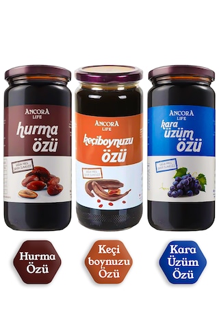 3'lü Fırsat Paketi - Hurma Özü, Keçiboynuzu Özü, Kara Üzüm Özü