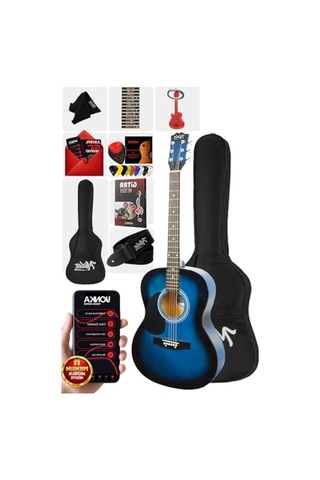Kaliteli Mavi 40 İnç Akustik Gitar Seti, 4/4 Boy