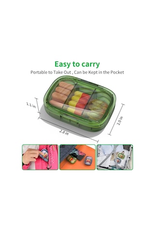 Likeable 2'li Paket 3 Bölmeli Küçük Hap Kutusu, Cep Cüzdanı Için Seyahat Hap Organizatörü-54