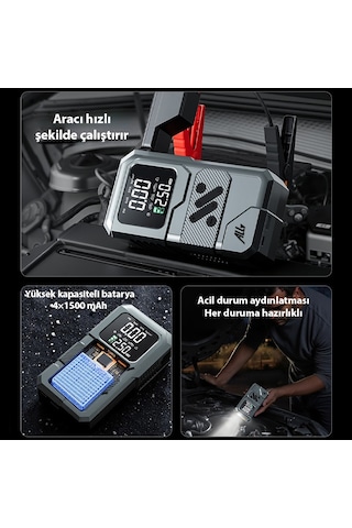 Ally St-9654 Taşınabilir Göstergeli Araç Lastik Şişirme Ve Starter Akü Takviye Seti