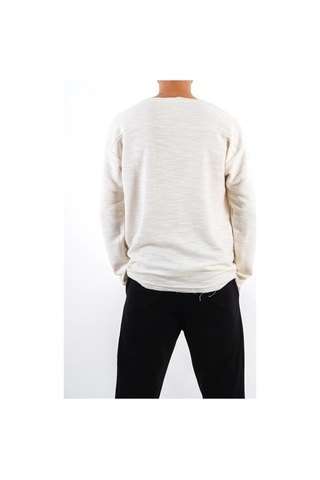 Erkek İnce Uzun Kollu Oversize Sweat Ekru