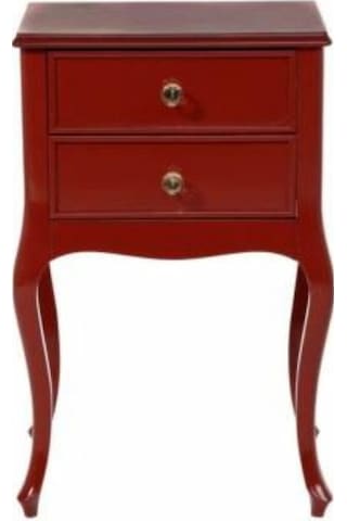 Roys Ahşap Çift Çekmeceli Lükens Kırmızı Lake  Komodin  Telefonluk