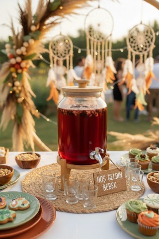 Bambum Fuente - Bambu Kapak Ve Standlı Cam Sebil 4l