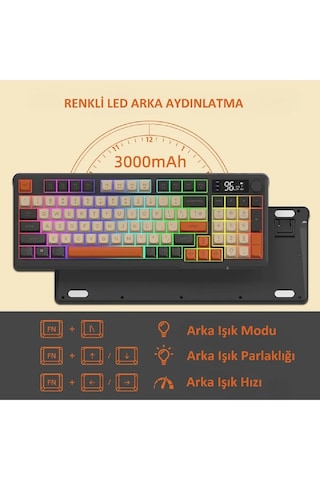 Kablosuz Rgb Gaming Oyuncu Klavye Tft Led Ekranlı