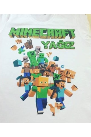 Minecraft Isminize Kişiye Isme Çocuğun Adına Özel Tişört Beyaz