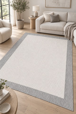 Vatra Sisal Görünümlü Ekru Gri Modern Halı, Robot Süpürge Uyumlu, Kolay Temizlenebilir, Mutfak Koridor Salon Halısı Ekru/gri
