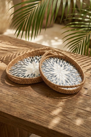 Palma Oval Bambu Sunum Tepsi Seti Renkli