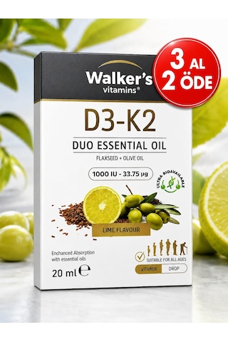 Walker' Vitamins D3 K2 20 Ml Zeytinyağı , Keten Tohumu Yağı Sprey Damla - Walkers D3 K2 20 Ml Zeytinyağı , Keten Tohumu Yağı Sprey Damla