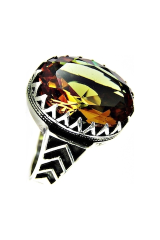 Zultanit Oval Büyük Taşlı Gümüş Erkek Yüzük