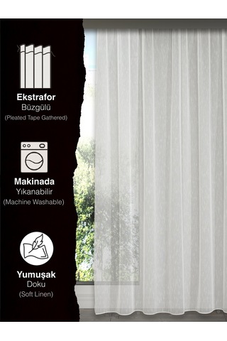 Br Favolli En Çok Tercih Edilen Şantuklu Tül Perde Pilesiz Ekstrafor Büzgülü Ütü Gerektirmez Kırık Beyaz