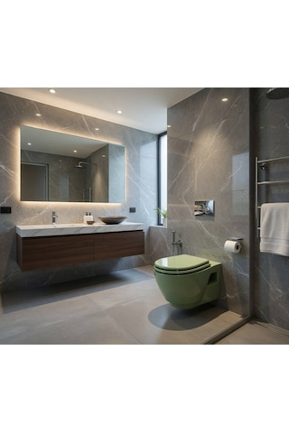 Ece Banyo - Ronda Design Fıstık Yeşili Asma Klozet Kapak Dahil Outlet - 7623-dl- Diğer