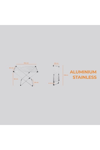 Alya Homes Ahdry1453 Basıc Alüminyum Çamaşır Kurutma Askısı Gri