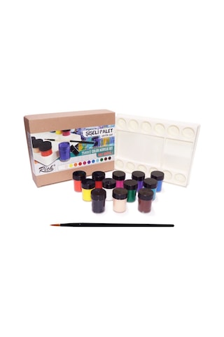 Rich Şişeli Palet 25 Ml X 12'li Akrilik Set Fırça