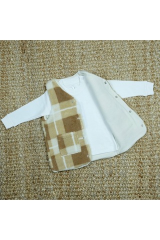 Flexi Polar Ekose Bebek Yelek Kahverengi