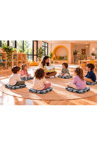 40x40x5 Cm Kare Minder - Sandalye Minderi - Kreş Anaokulu Oyun Aktivite Minderi - Bahçe Dekor Minderi Kamuflaj