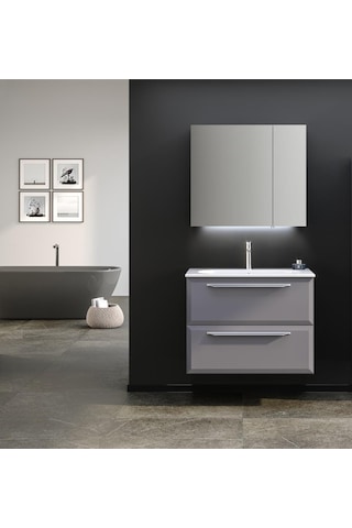 Orka Nuvola 80 Cm Mdf Gri Banyo Dolabı Takımı Gri