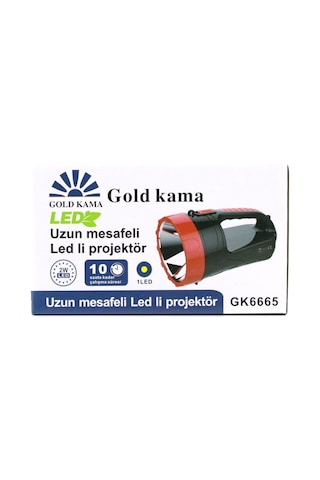 Gold Kama Gk-6665 2w Tek Ledli El Feneri Projektör - Fiş Şarjlı, 2 Kademe Işık Ayarı