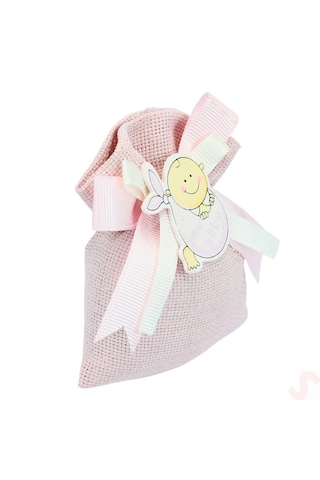 Lavantalı Keten Kese 11 x 10 CM Pembe 1 Adet Pembe