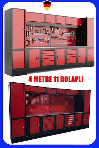 Staxx Power Staxx Stx411mt 4mt 11dolaplı Modüler Takım Tezgahı Endüstriyel Atölye Çalışma İstasyonu Çalışma