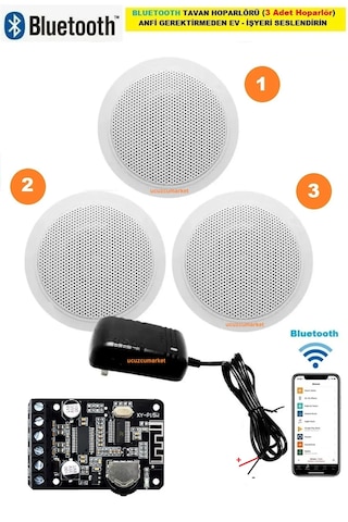 Bluetooth Özellikli 3 Hoparlörlü Tavan Hoparlör Seti Anfi Kullanmadan Ev-ışyerini Seslendirin