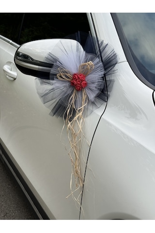 30 Adet Siyah Beyaz Kristal Tül Kırmızı Lateks Güllü Konvoy Süsü