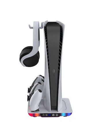 Ps5 / Ps5 Slim / Ps5 Pro Uyumlu Çok Fonksiyonlu Soğutucu Stant - Çift Kol Şarj İstasyonu Ve Rgb Işıklı