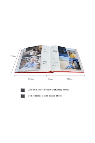 Sones 6 İnç 200 Sayfa Flanel Retro Fotoğraf Albümü Ara Fotoğraf Saklama Defteri Yeşil