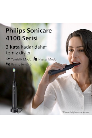 Philips Sonicare 4100 Serisi Sonic Şarjlı Diş Fırçası Siyah - HX3681/54 - Temizleme-Hassas Mod-14 Gün Pil Süresi