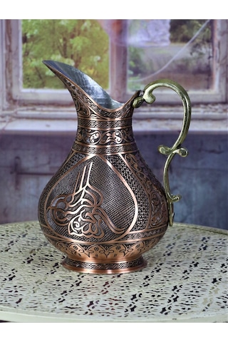 Sultan Tuğralı Eskitme Keski Osmanlı Bakır Sürahi
