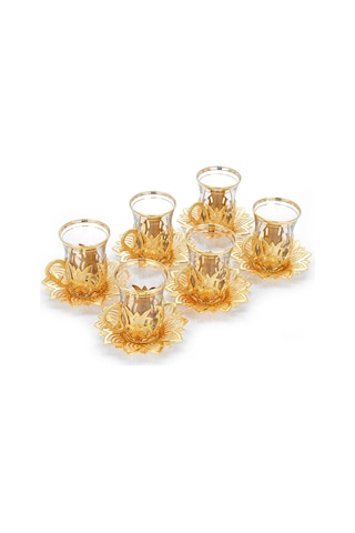 Ahsen 6 Lı Çay Seti Gold Altın